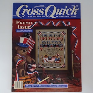 Cross Quick Cross Stitch Magazine - Première uitgave - augustus september 1988 - Cross Stitch Patroongrafieken - Patriottische Easter Ducks Baby