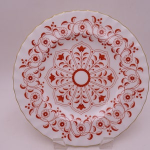 Vintage Royal Crown Derby English Bone China Rougemont Red and White Salad Plate