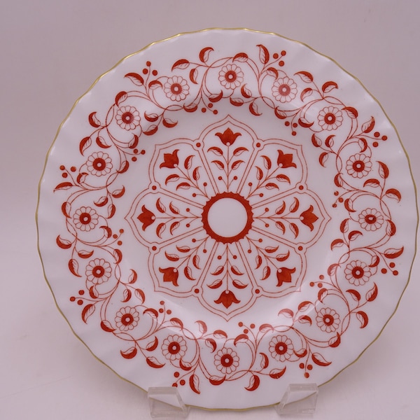 Vintage Royal Crown Derby English Bone China Rougemont Red and White Salad Plate