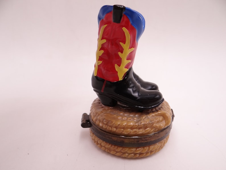 Vintage Cowboy Boots Trinket Box or Pill Box