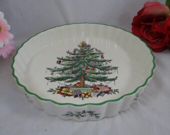 Spode Made in England Christmas Tree Large Quiche Pie Torte Dish