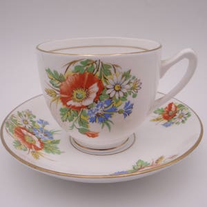 1960s Vintage Duchess English Bone China Wildflower English Teacup and Saucer Set  Lovely Tea Cup