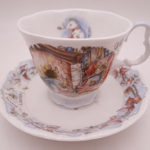 Vintage English Bone China Royal Doulton Brambly Hedge &quot;Winter&quot; Teacup and Saucer Set Cute English Tea Cup - So Cute!