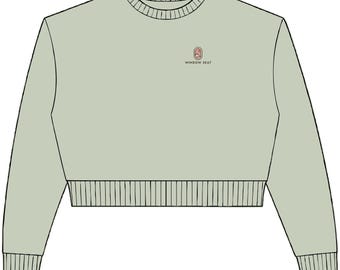 Sudadera corta de cuello redondo con estampado de aspecto bordado "Window Seat", regalo de viaje, regalo para viajeros apasionados, regalo de viaje para parejas
