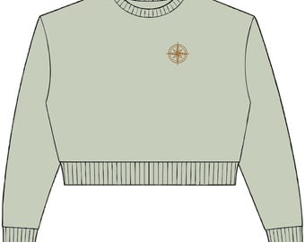 Sudadera corta de cuello redondo con estampado de brújula Wanderlust, ideal para viajes, regalo para viajeros, regalo para parejas.
