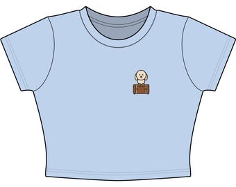 Doodle Tan Suitcase Baby Tee Embroidered-Look Print, Doodle gift, Dog Lover Travel Gift, Couples Trip Gift