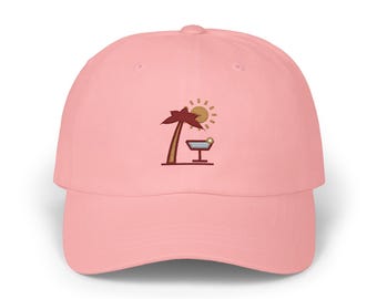Vacation Mode Palm Tree Cocktail Embroidered Dad Hat, Travel Gift, Wanderlust Gift for Travelers, Couples Trip Gift
