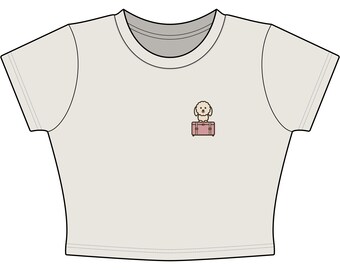 Doodle Pink Suitcase Baby Tee Embroidered-Look Print, Doodle gift, Dog Lover Travel Gift, Couples Trip Gift