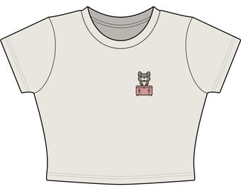 Frenchie Pink Suitcase Baby Tee Embroidered-Look Print, French Bulldog gift, Dog Lover Travel Gift, Couples Trip Gift