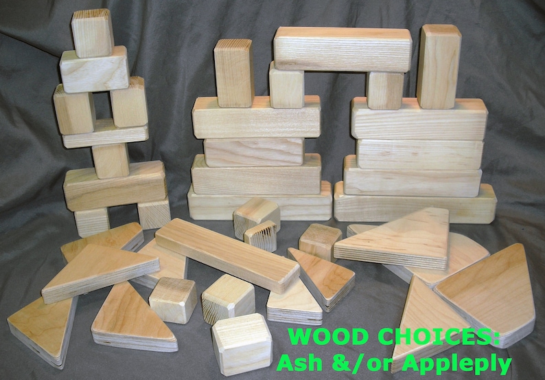Unpainted Blocks Wooden Blocks for Kids - Natural 20 piece set