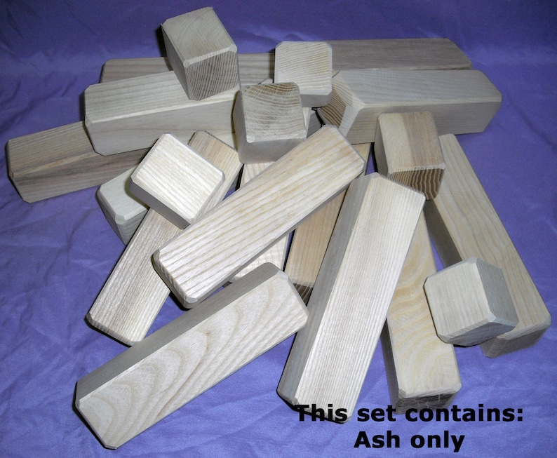 Unpainted Blocks Wooden Blocks for Kids - Natural 20 piece set