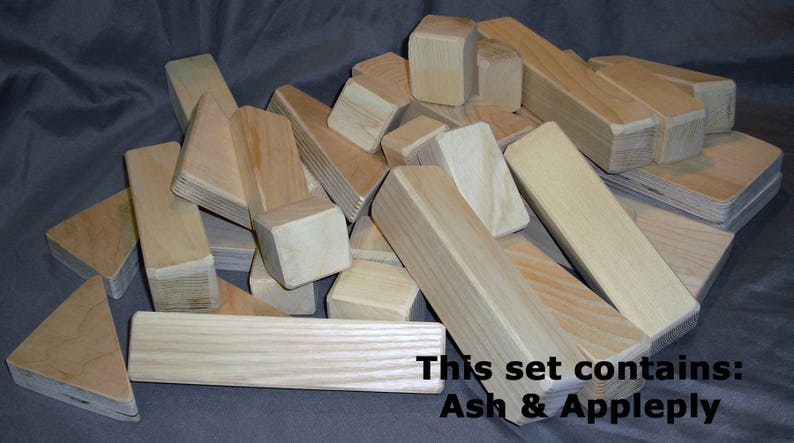 Unpainted Blocks Wooden Blocks for Kids - Natural 20 piece set