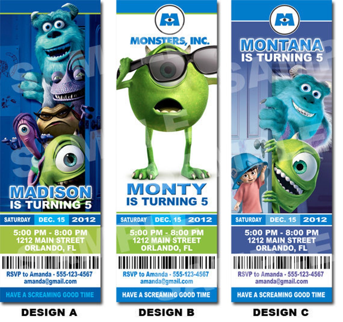 Monsters Inc Invitation Printable Printable Birthday Party Invitation ...
