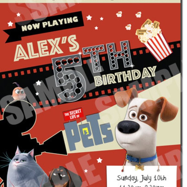 The Secret Life Of Pets Birthday Invitations, The Secret Life Of Pets