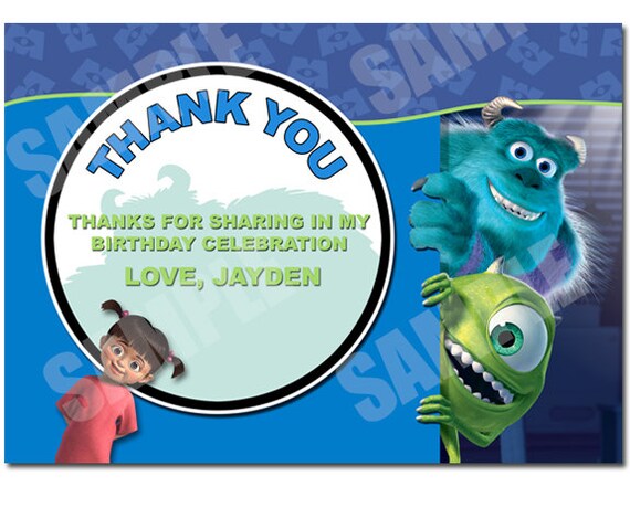 Monsters Inc Thank You Card Printable Monsters Inc Thank You | Etsy