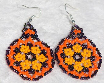 Huichol Peyote Beaded Earrings X-1