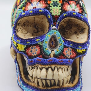 Huichol Beaded Resin Skull #1