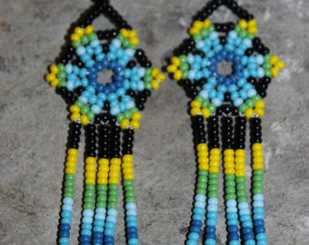 Huichol Peyote Beaded Earrings S