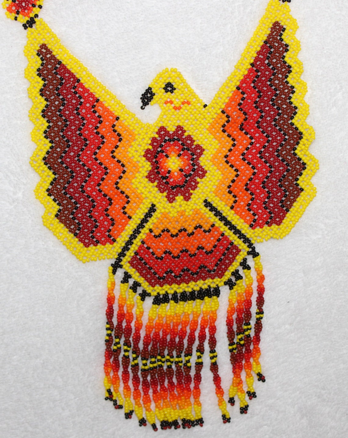 Huichol Beaded Perched Eagle