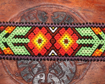 Huichol Flor Completa Beaded Bracelet Z