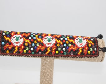 Huichol 3 Suns  Beaded Bracelet OOO