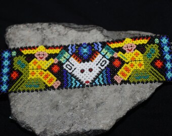 Huichol Beaded Man Deer Bracelet ZZZ