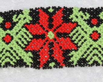 Huichol 2 Headed Deer 3 Peyote Beaded Bracelet QQ-4