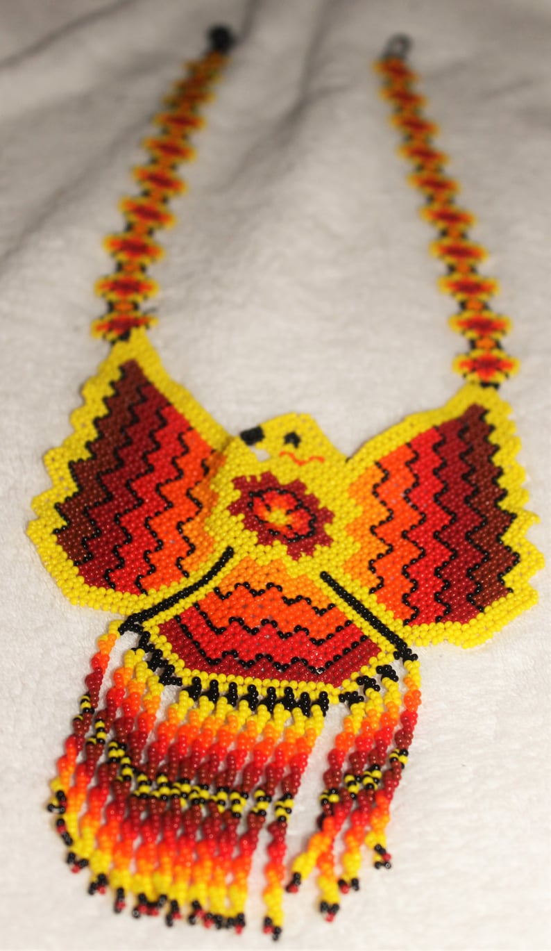 Huichol Beaded Perched Eagle main image 1