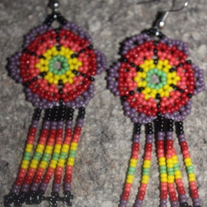 Huichol Peyote Beaded Earrings I-2 image 1