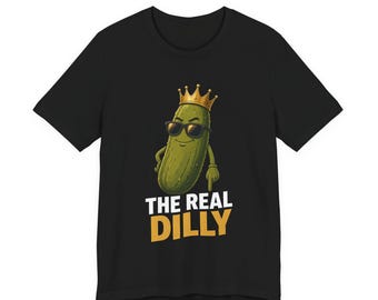 The Real Dilly Pickle Pointing Down | The Real Dilly Funny Pickle Shirt | Unisex Graphic Tee