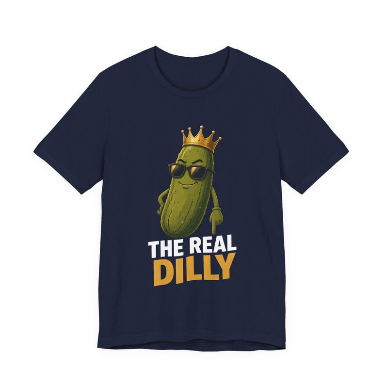 The Real Dilly Pickle Pointing Down | The Real Dilly Funny Pickle Shirt | Unisex Graphic Tee image 5