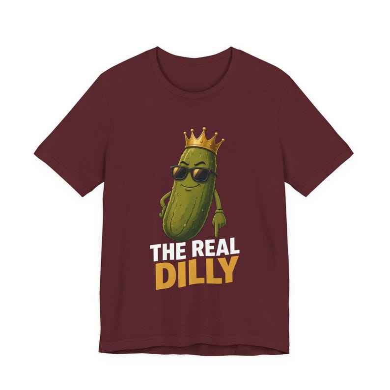 The Real Dilly Pickle Pointing Down | The Real Dilly Funny Pickle Shirt | Unisex Graphic Tee image 6