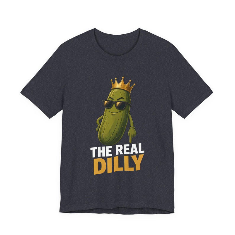 The Real Dilly Pickle Pointing Down | The Real Dilly Funny Pickle Shirt | Unisex Graphic Tee image 4