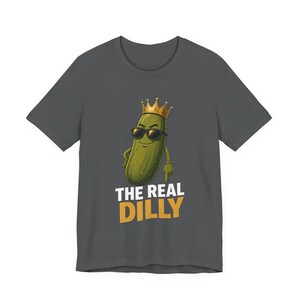 The Real Dilly Pickle Pointing Down | The Real Dilly Funny Pickle Shirt | Unisex Graphic Tee image 2