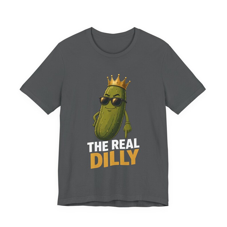 The Real Dilly Pickle Pointing Down | The Real Dilly Funny Pickle Shirt | Unisex Graphic Tee image 2