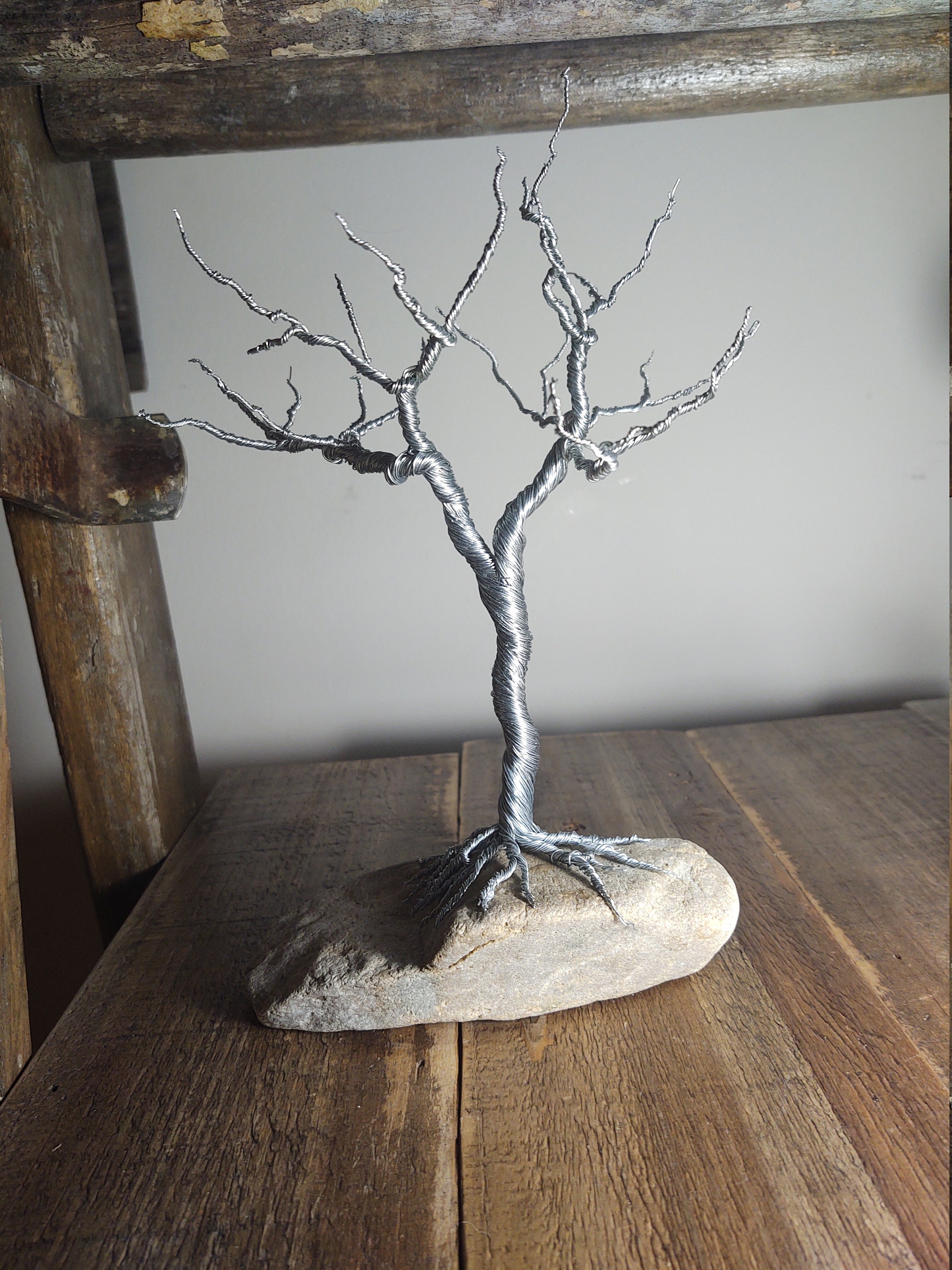 Twisted Wire Tree on River Stone - Etsy UK