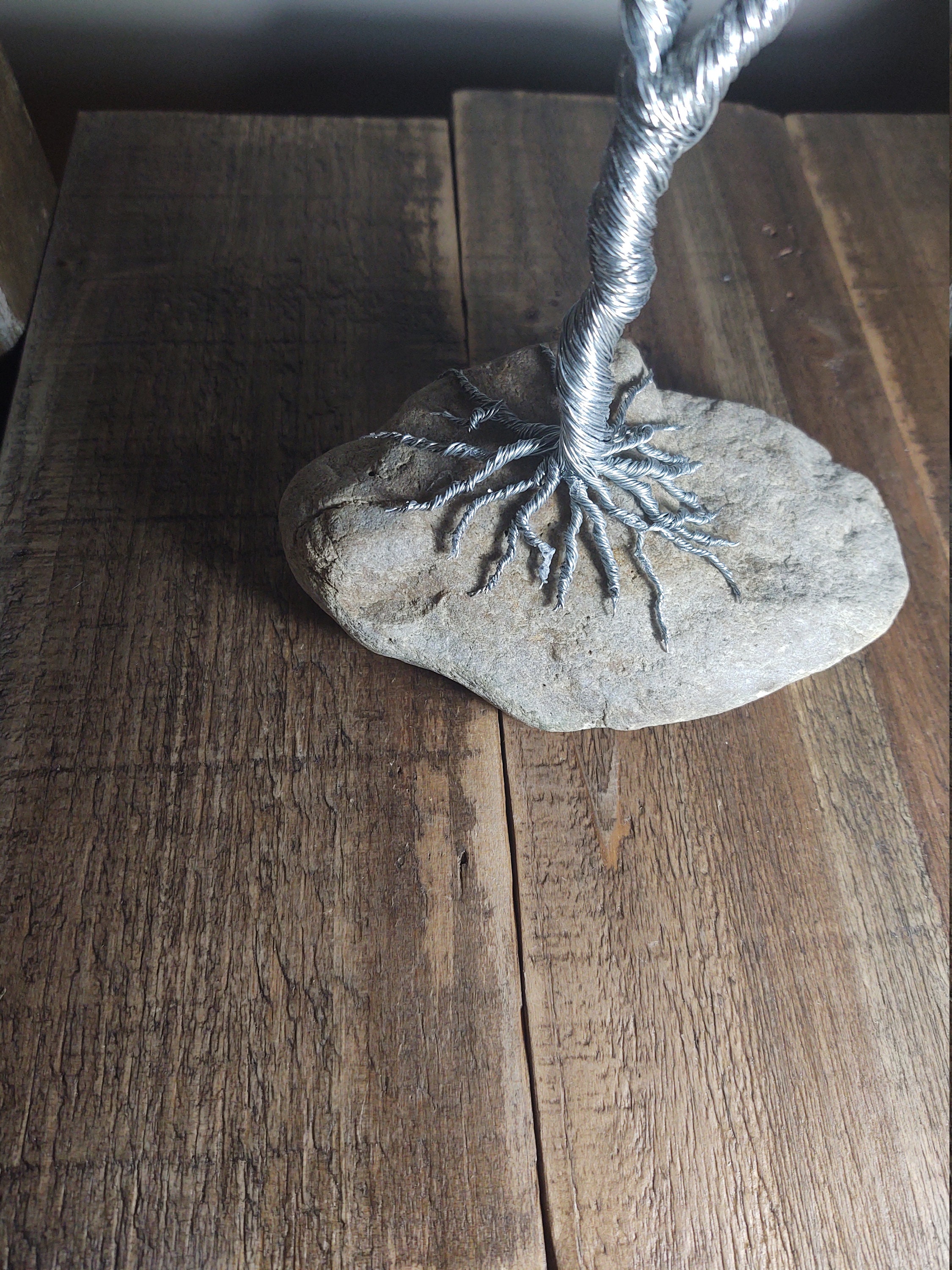 Twisted Wire Tree on River Stone - Etsy UK