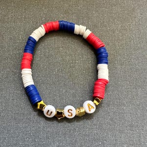 USA Red white and blue beaded bracelet