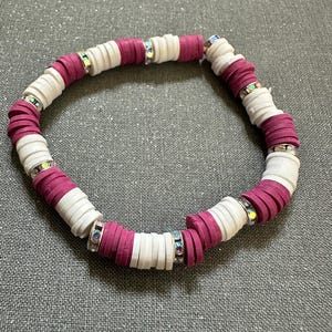 Aggie inspired Maroon & White clay beaded bracelet