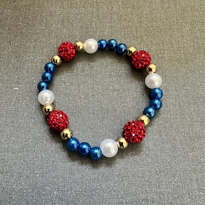 Red white and blue beaded bracelet