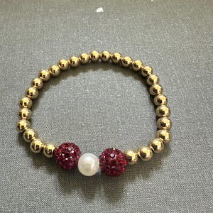 Aggie inspired Maroon White and Gold beaded bracelet