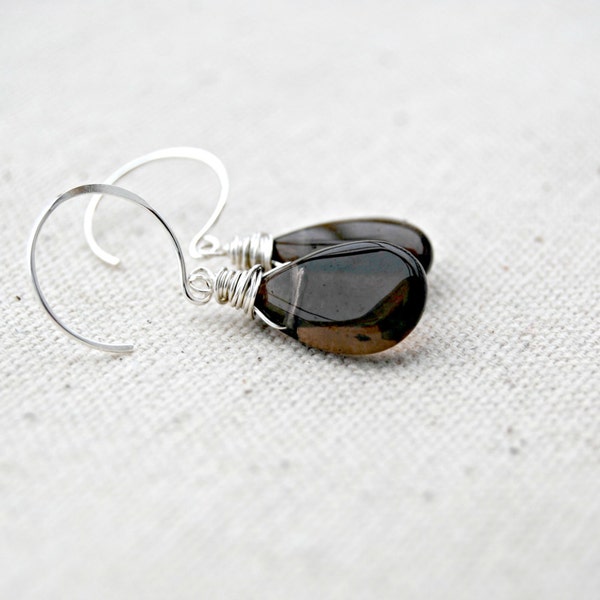 smolder... smoky topaz earrings / smoky topaz quartz & sterling silver earrings