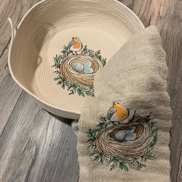 Embroidered Rope Baskets - Etsy