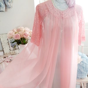 Gorgeous Vintage Petal Pink Chiffon Gown Shadowline Small