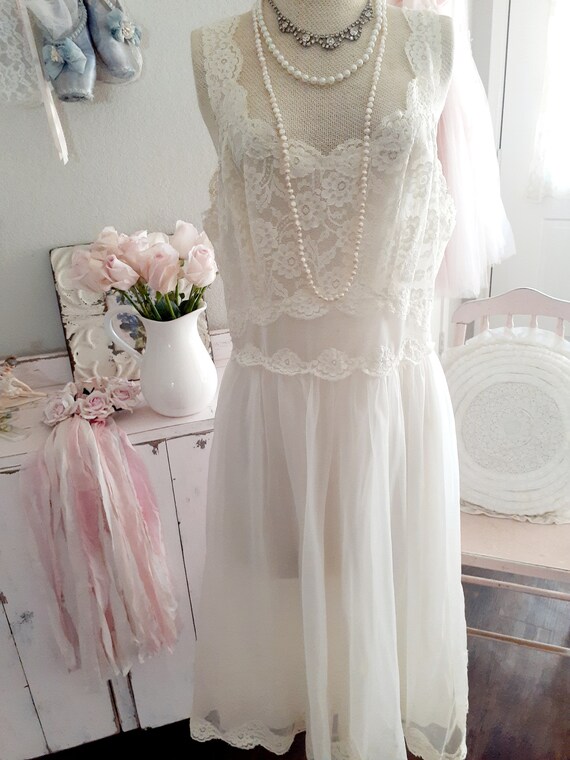 Lace and Chiffon Strapless Long Gowns Ivory