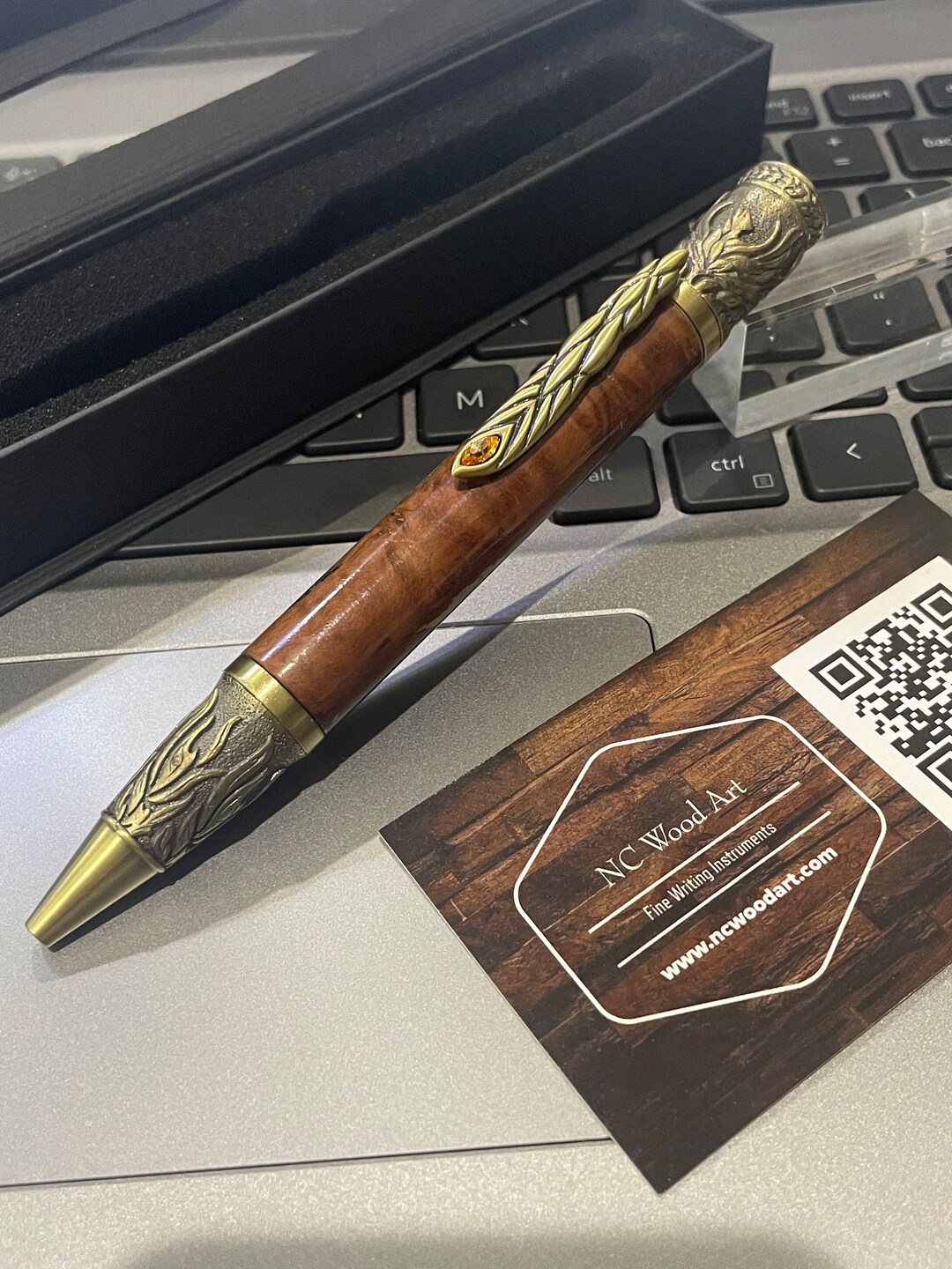 Australian Red Mallee Burl Phoenix Rising Brass Ballpoint Pen Hand Made ...