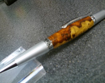 Custom Amboyna Burl Handmade Wood Rare 2 tone Elegant Sierra Satin chrome Pen "Amboyna Burl" is the World's most Rare Lumber