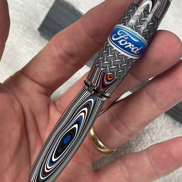 Fordite Authentic Motor city Agate Rollerball pen with COA  with presentation box