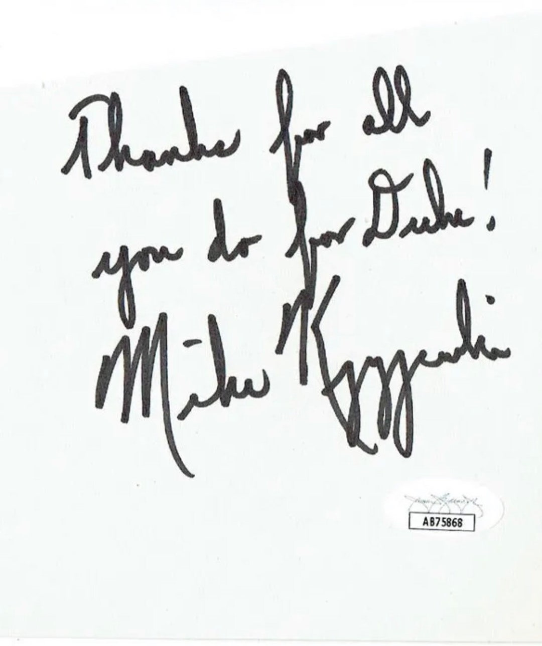 Mike Krzyzewski Duke Blue Devils Authentic JSA Certified Auto Etsy