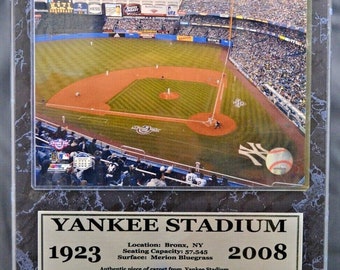 Yankee Stadium Clubhouse Carpet Piece & 8"x10" Photo on Plaque w/ Steiner COA Plaque From old Yankee's Stadium Certified authentic